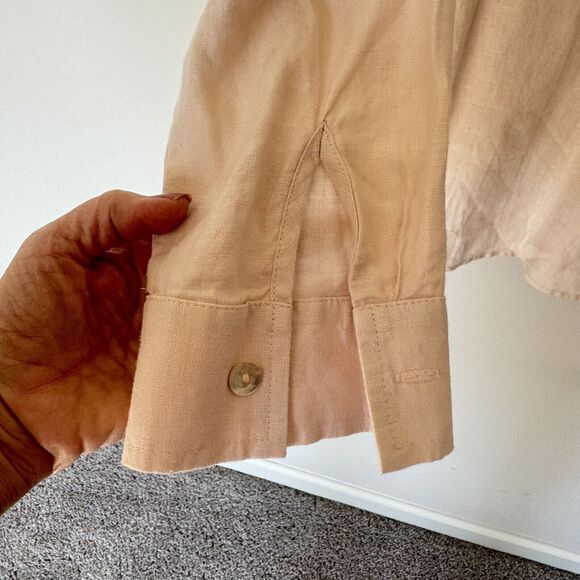 Karen Kane 100%  linen long sleeve blouse button up Pale Pink SZ Small - Picture 4 of 6